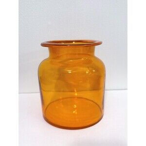 Vintage MCM Cylinder Jar By Takahashi Orange Glass Missing Lid
